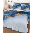 thumbnail image 3 of Quilts King Size, Blue Marble Soft Comforter Bedding Set for Bed, Modern Abstract Art Lightweight Quilted Bedspread with Pillow Cover(2 Pieces) for All Season, 96x106 Inch, 3 of 6