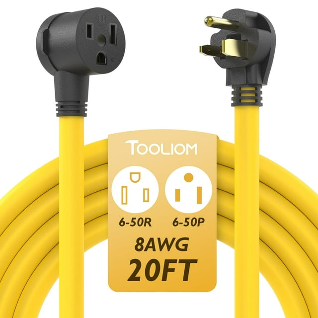 Cable De Extensión Para Soldador Tooliom 8Awg 20 Pies 6-50P A 6-50R Cable De Extensión De Alimentación Resistente Para Máquinas De Soldar Con Aprobación Etl
