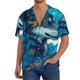thumbnail image 1 of Fotbe Blue Iceberg Leaf Wolf Camisa Estampada de Manga Corta para Hombre, Casual de Verano, Estilo Playero, Sin Arrugas-Medium, 1 of 5