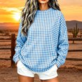 thumbnail image 2 of Byworldtasic Women's Gingham Print Crewneck Sweatshirt Casual Long Sleeve Oversized Top Loose Fit Pullover Top, 2 of 6