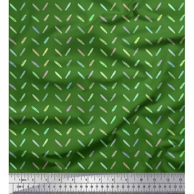 Soimoi Green Rayon Crepe Fabric Brush Stroke Abstract Fabric Prints By Yard 46 Inch Wide