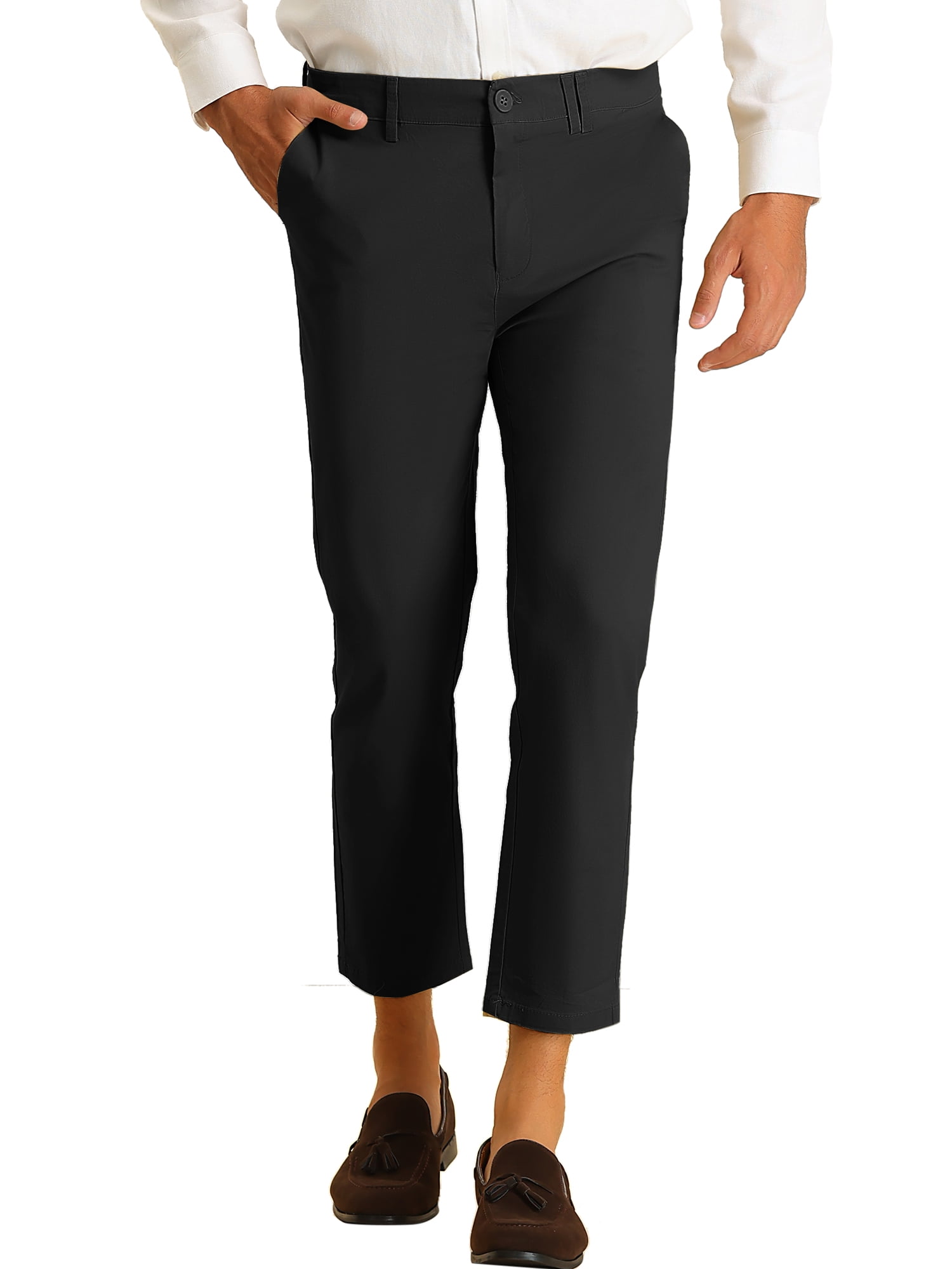 Lars Amadeus Men's Business Cropped Pants Slim Fit Flat Front Work Dress Pants