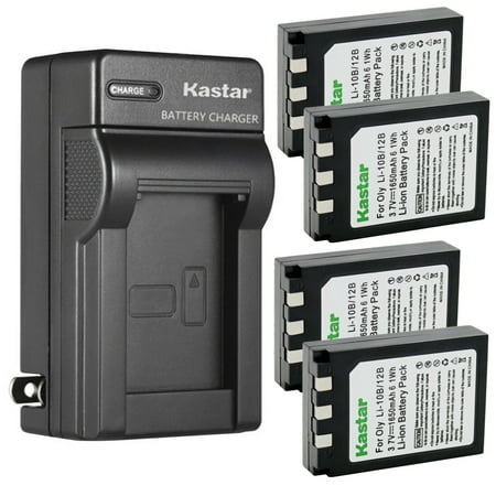 Kastar 4-Pack Battery and AC Wall Charger Replacement for Olympus Stylus 300 Stylus 300 Digital Stylus 400 Stylus 400 Digital Stylus 410 Stylus 410 Digital Stylus 500 Stylus 500 Digital Camera