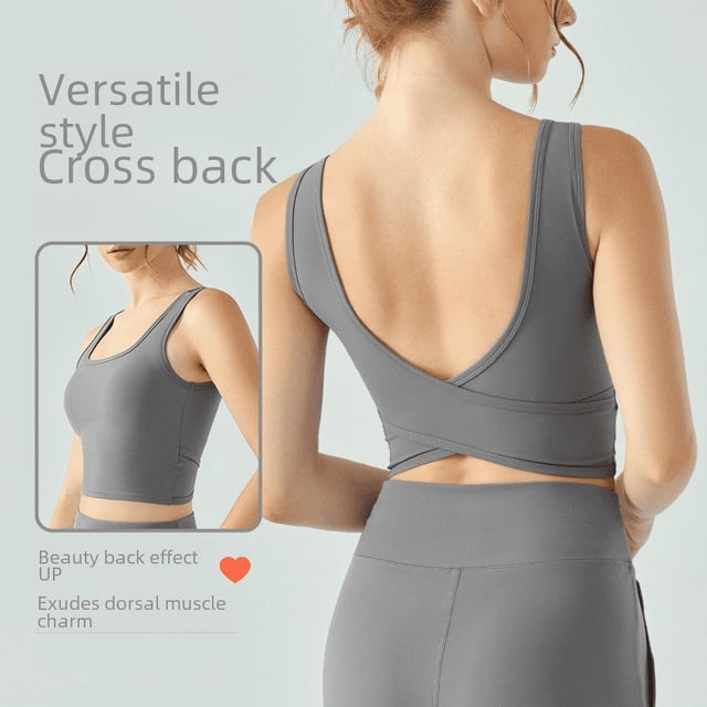 Chaleco de yoga para mujer, sujetador deportivo con espalda cruzada y copa semifija con forma de gota de agua, ropa de entrenamiento ajustada y adelgazante