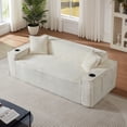 thumbnail image 3 of Leumius Cloud Sofa,3 Seater Boneless Couch with Cupholders,Upholstered Corduroy Fabric Modern Loveseat with Deep Seats for Living Room Bedroom,White, 3 of 7