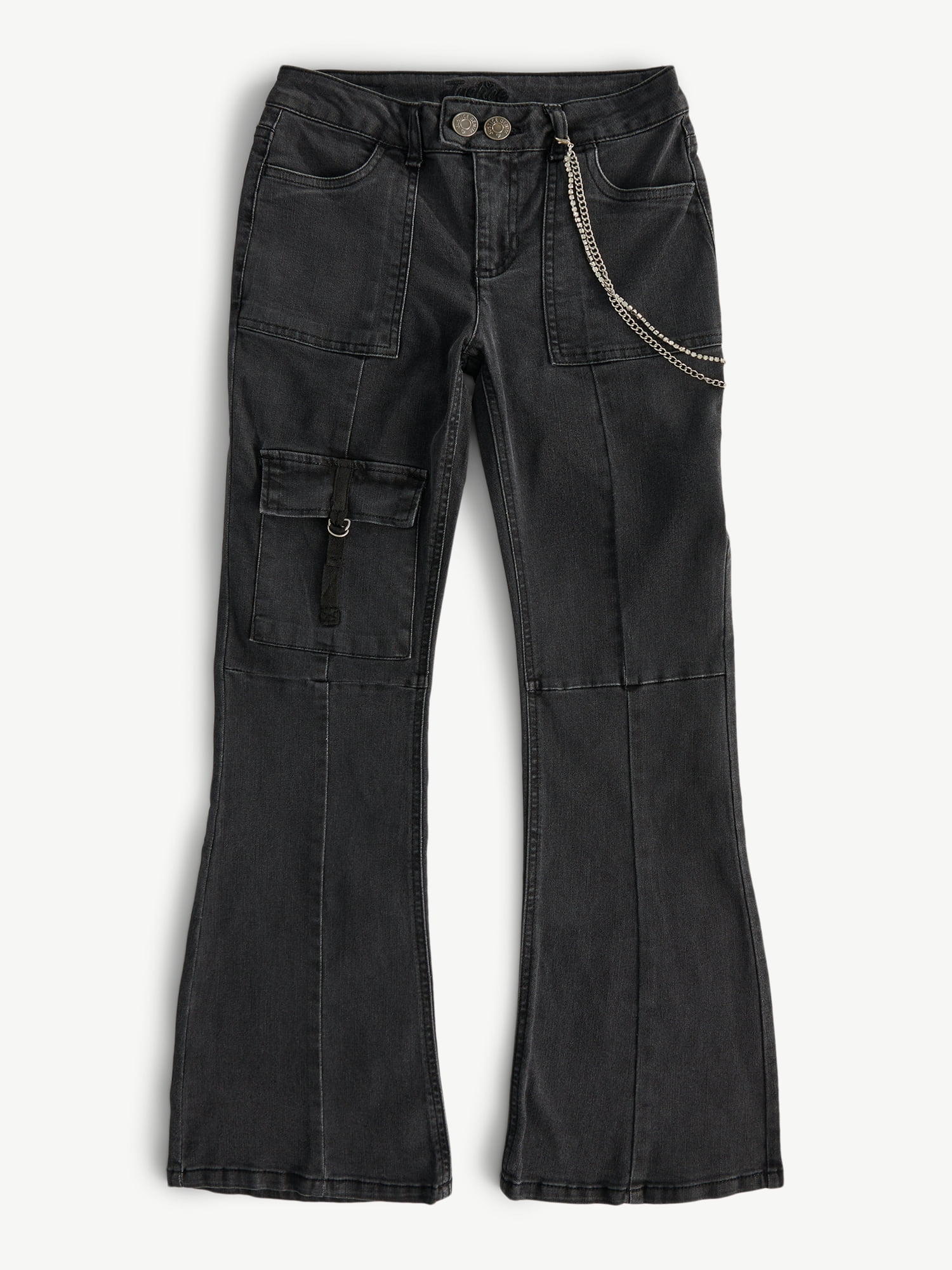 Justice Girls Flare w/ Chain Jeans, Sizes 6-18, Slim & Plus