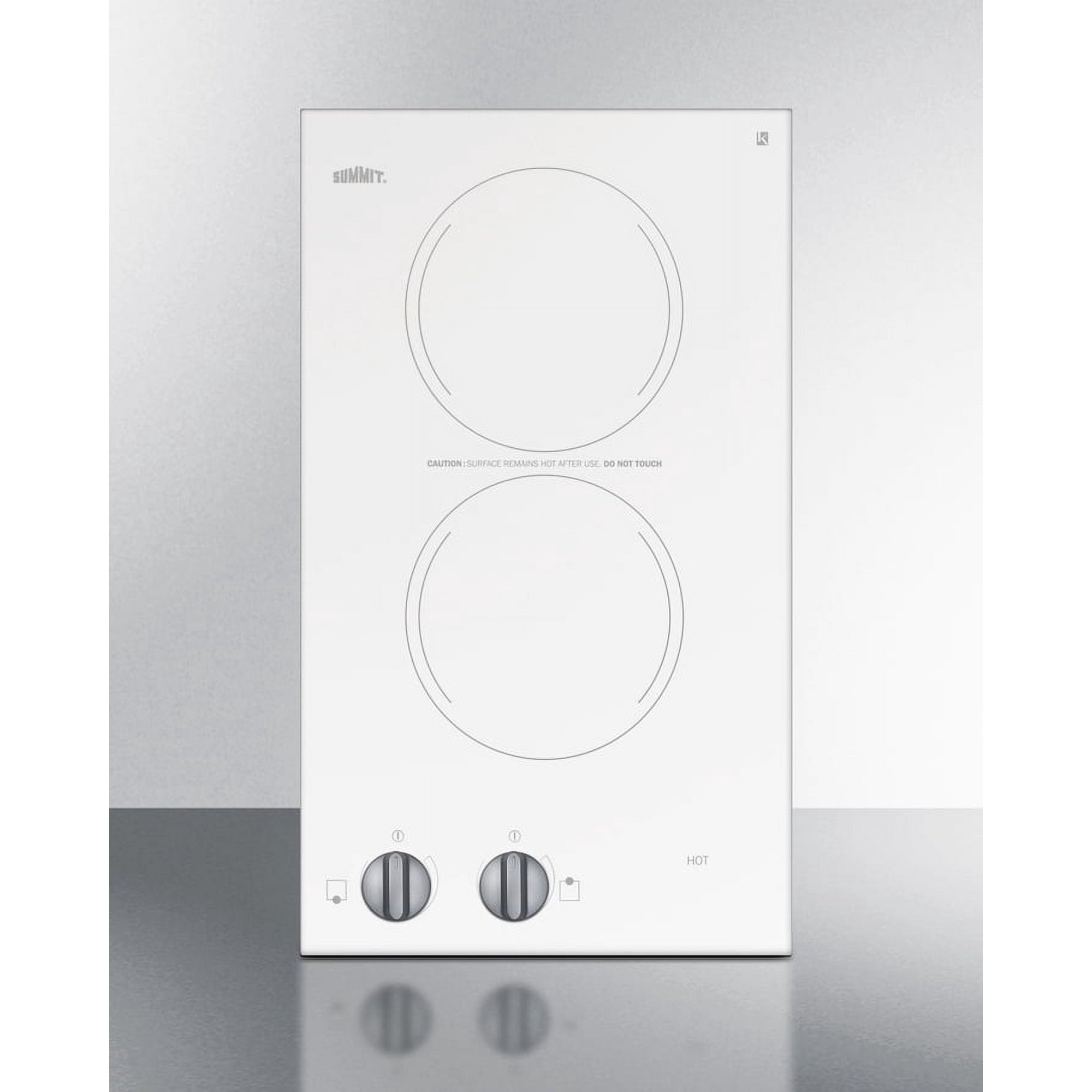 12" Wide 220-240V 2-Burner Radiant Cooktop, White