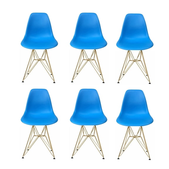 Eiffel Dining Chair with Gold Base - Dark Blue