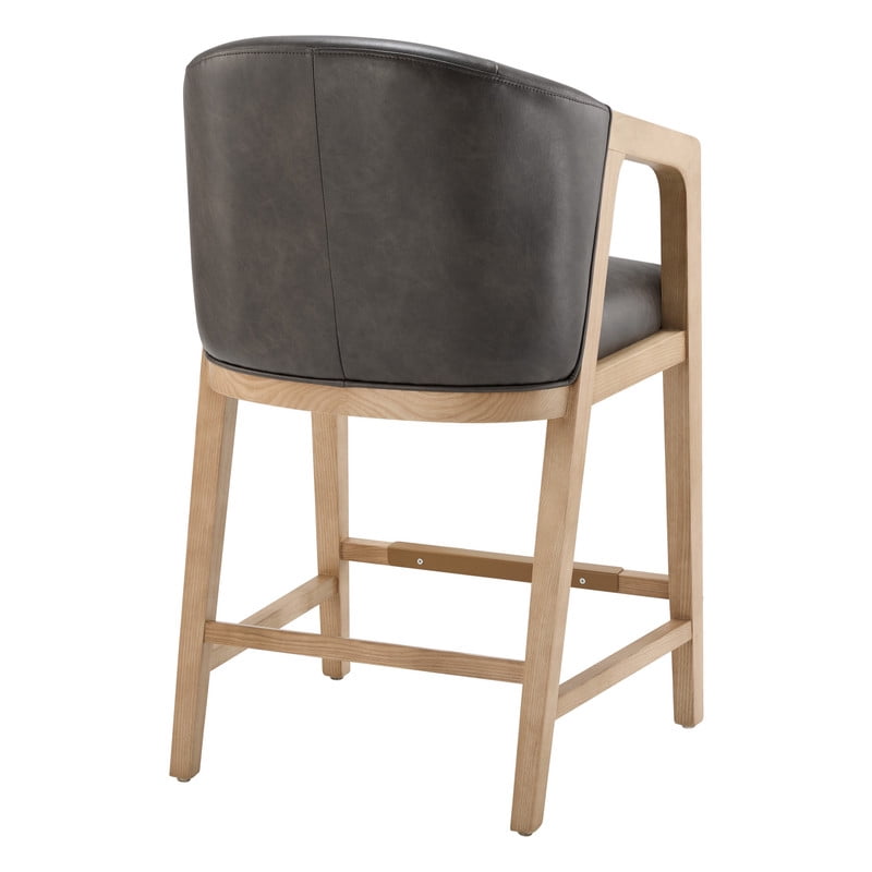 Spruce & Spring Leather Counter Stool with Exposed Wood Indoor Faux Leather Stool