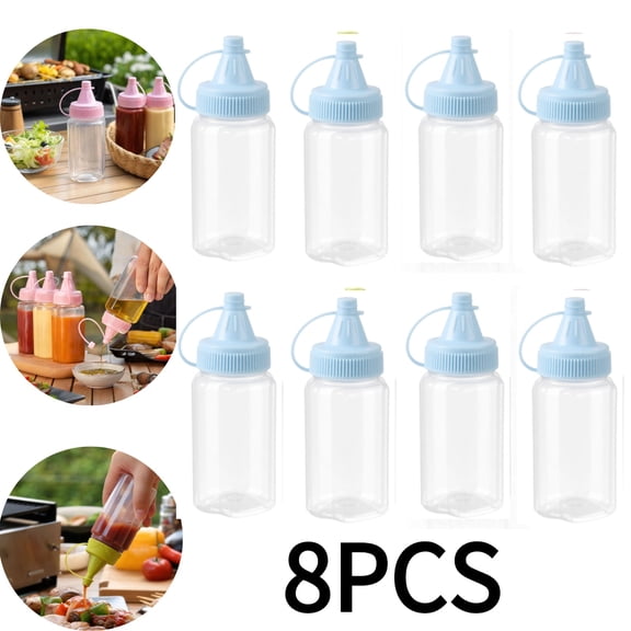 8PCS Sauce Squeeze Bottle For Lunch Box Plastic Mini Condiment Bottles Condiment Squeeze Bottles Mini Portable Mini Sauce Bottles For Bento Accessories Picnic Barbecue Salad Dressing Storage,Blue