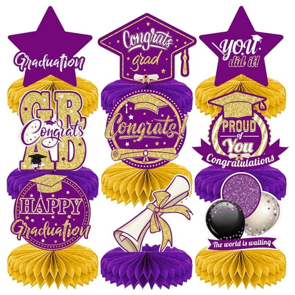 Clearance Under $10 Desktop Ornament, 9Pcs Prom Night Honeycomb Centerpieces Prom 2025 Table Decorations Congrats Class Of 2025 Graduation Decorations For High School College Graduation Celebrat
