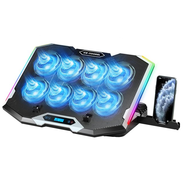 Almohadilla de refrigeración para portátiles para videojuegos ICE COOREL con 8 ventiladores de 15-17,3 pulgadas