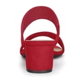 thumbnail image 2 of BLISSFUL STEP Women's Shoes Dual Straps Mid Block Heel Slide Sandals Red 6, 2 of 8
