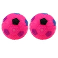 thumbnail image 1 of KAKOWELY 2 pelotas elásticas de plástico de 10 cm para fútbol, con sonido intermitente, rebote y masaje, con pila de botón para niños (color aleatorio)., 1 of 5