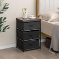 thumbnail image 3 of CRXX Nightstand with 3 Fabric Drawers, 24.5" Storage Dresser with Metal Frame and Wood Top for Closet, 3-Drawer Bedside Table with Removable Lid for Bedroom Dorm, Easy Assembly (1, Black), 3 of 9