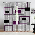 thumbnail image 3 of Modern Geometric Checkered Curtains, Purple Gray Black Rod Pocket Drapes Window Treatments 2 Panels Set, Soft Texture Lightweight Window Shades for Living Room Bedroom Apartment Decor-W42xL63in, 3 of 6