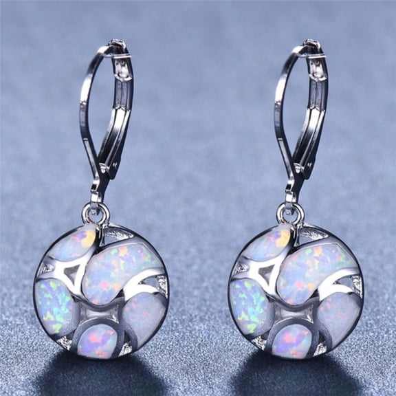 SmartBy Fashion Women Faux Opal Round Soccer Dangle Leverback Earrings Jewelry Gift