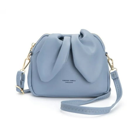 

HLJHKJWM Cute and Trendy Women‘s Shoulder Bag with Rabbit Ear Design Stylish Letter Detail Bucket Bag with Zipper Solid Color Choice