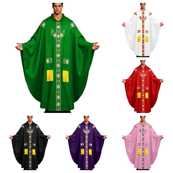 SAWOBUUN Church Catholic Priest Chasubles Vestments for Men, Robe Chasuble Mass Robe Halloween Outfits
