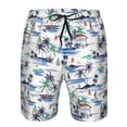 thumbnail image 3 of Fuzoiu Hawaii Palms Print Men's Beach Shorts,Men's Swim Trunks,Quick Dry Board Shorts with Pockets,Men's Bathing Suits for Surfing, Running, and Casual Wear-Small, 3 of 6