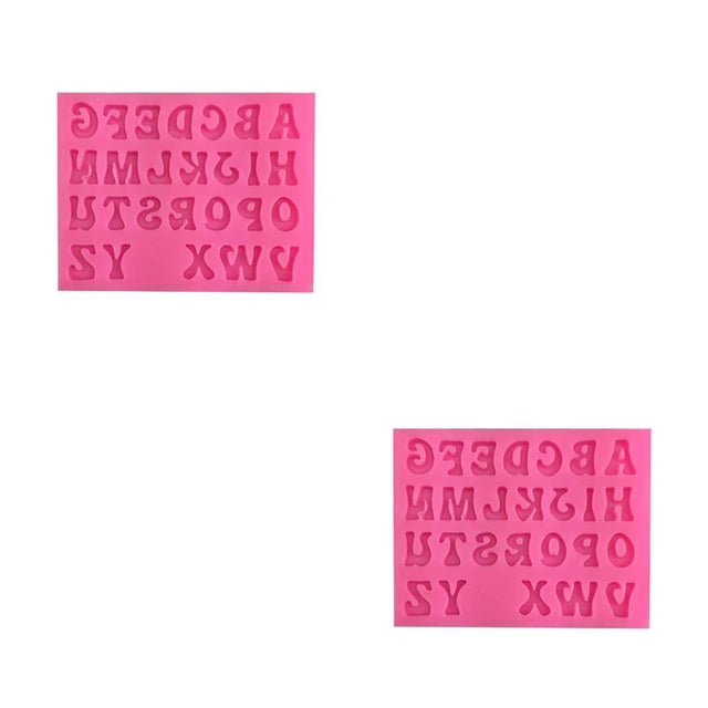 Yuarrent Suministros de moldes para fondant A-Z Letras en inglés Molde en relieve Molde de fundición de dulces para celebración Fabricación de Capital/Rosa 2piezas Yuarrent CBP269300