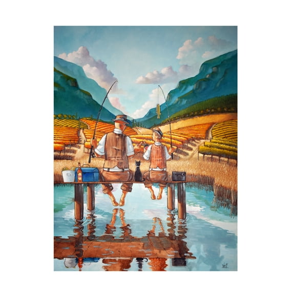 Canvas Wall Art - Ronald West 'First Catch' Wall Art for Living Room, Bedroom, or Office Décor by Trademark Fine Art - 14 x 19 Inches