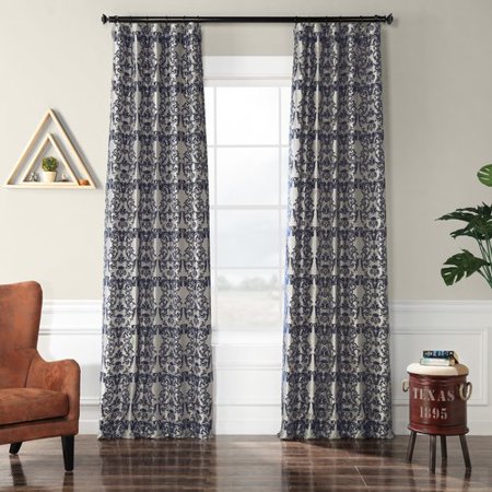 Half Price Drapes Firenze Fern Flocked Faux Silk Single Curtain Panel