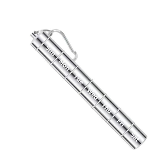 Metal Pill Organizer Case Keychain, Stackable Waterproof Travel Cute Pill Box Holder, Small Portable Aluminum Alloy Pill Container, Compartment for Holding Supplements, Pills, 1 Pcs, 7.28x0.78"