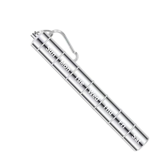 Metal Pill Organizer Case Keychain, Stackable Waterproof Travel Cute Pill Box Holder, Small Portable Aluminum Alloy Pill Container, Compartment for Holding Supplements, Pills, 1 Pcs, 7.28x0.78"