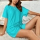 thumbnail image 4 of Balery Aqua Conjunto de Pijama para Mujer con Estampado, Dos Piezas de Manga Corta y Shorts, Ropa de Dormir Suave con Cuello Redondo y Bolsillos-Medium, 4 of 6