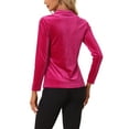 thumbnail image 3 of INSPIRE CHIC Women's Velvet V Neck Long Sleeve Blouse Top M Hot Pink, 3 of 6