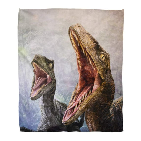 ASHLEIGH Throw Blanket Warm Cozy Print Flannel Los Angeles USA Sep 27 Velociraptor in Area The Universal Studios Hollywood Comfortable Soft for Bed Sofa and Couch 58x80 Inches