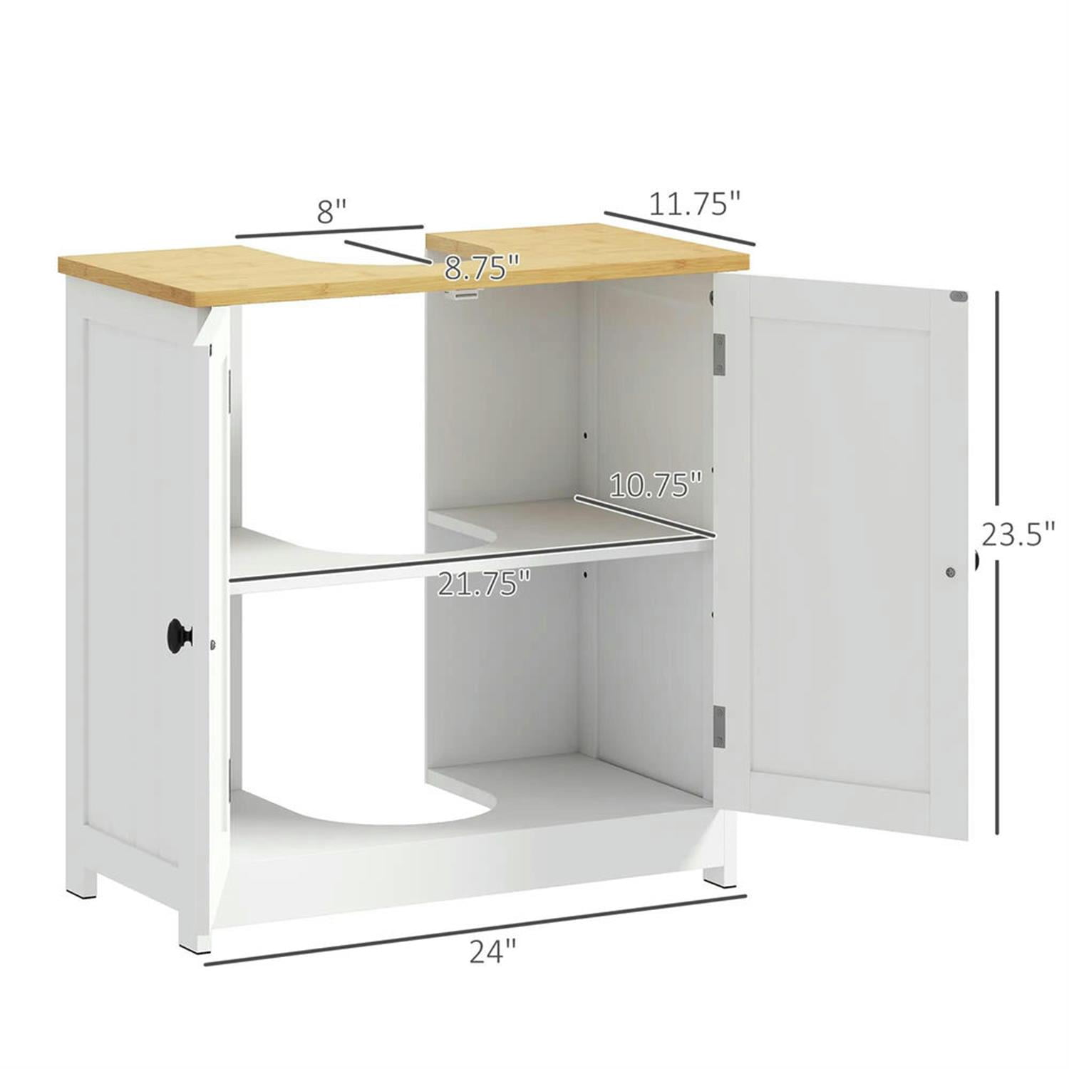 Demi Bonn 23" Freestanding Bathroom Vanity with U-Shape Cut-Out, Pedestal Sink 2-Door Cabinet, Under Sink Cabinet, White