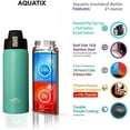 thumbnail image 3 of 6-Pack (Turquoise) - Aquatix 21 Ounce Pure Stainless Steel Double Wall Vacuum Insulated Sports Water Bottle Convenient Flip Top - Keeps Drinks Cold for 24 Hours, Hot for 6 Hours. Perfect for Gifts, 3 of 9