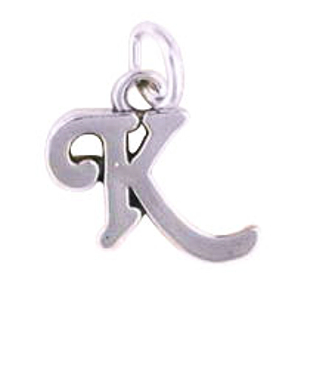 Sterling Silver Girls .8mm Box Chain Scrolled Letter K Pendant Necklace