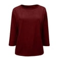 thumbnail image 4 of Guluxicc Womens Tunic Tops Casual Crewneck Long Sleeve Shirt Solid Color Pullover Tops, Red, XL, 4 of 6