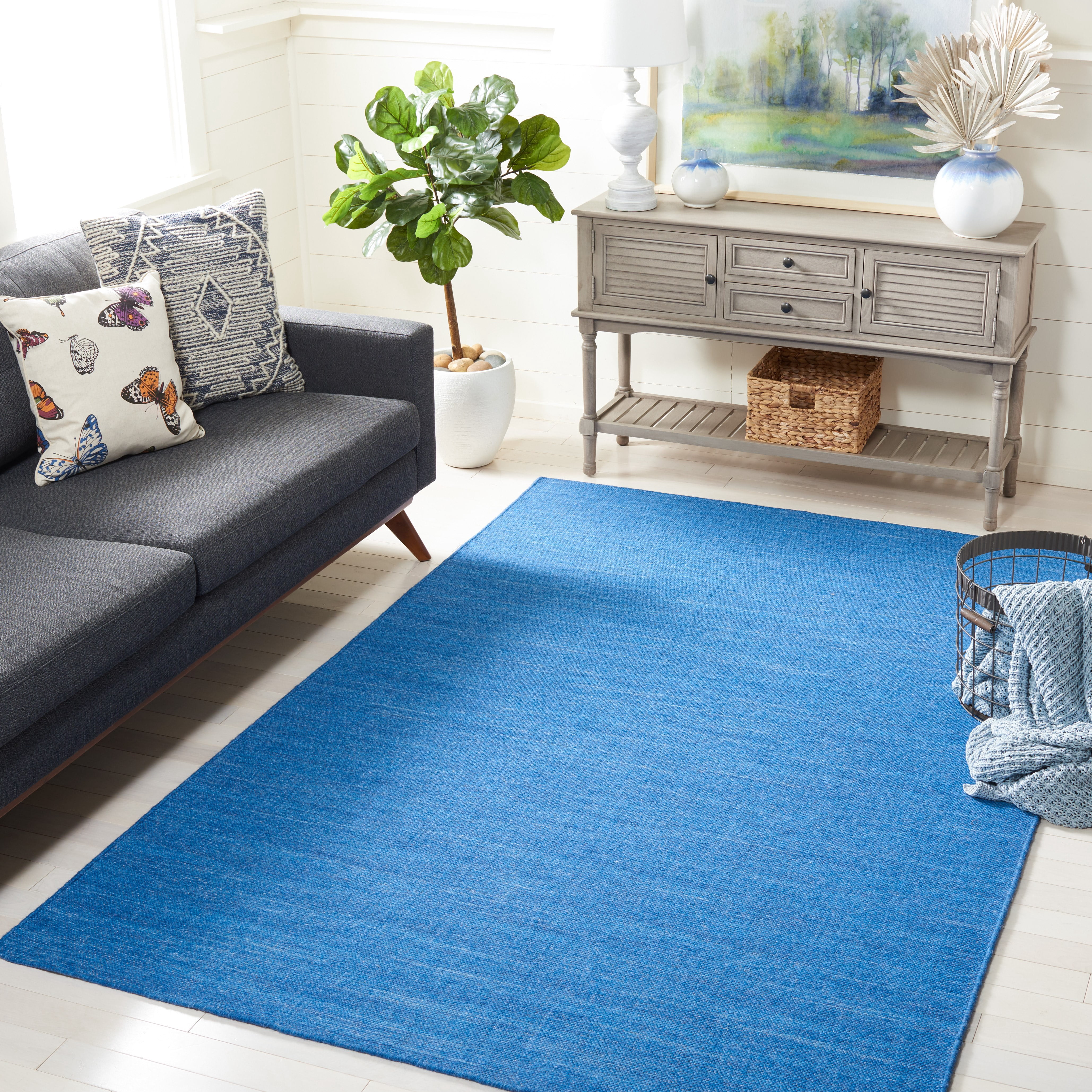 SAFAVIEH Kilim Roderick Solid Area Rug, Blue, 4' x 6'