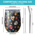 thumbnail image 5 of 12oz Stemless Wine Tumblers Black Colorful Skull Flower Hat Pattern Vacuum Insulated Stainless Steel Travel Tumbler Cups Mug with Lid and Straw for Champaign,Cocktail,Beer with Cleaning Brush, 5 of 5
