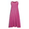thumbnail image 5 of Tumotour Linen Dresses for Women Sleeveless Long Dress Tank Sundress Round Neck Summer Casual Tshirt Dress Flowy Beach Sundress with pockets, 5 of 10