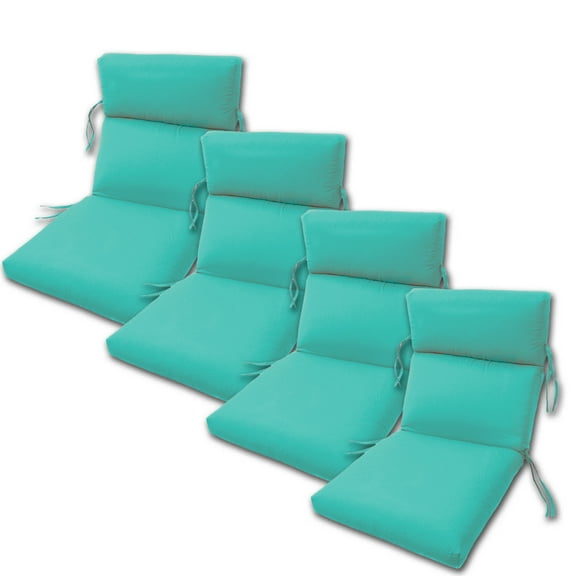SET OF 4 OUTDOOR CHANNELED CHAIR CUSHIONS 22W x 44L x 3H Hinge at 24" in Sunbrella Fabric Aruba by Comfort Classics Inc.
