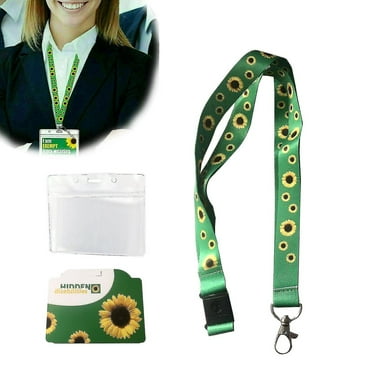 10pcs Neck Strap Sunflower Lanyard With Safety Breakaway   Plastic Id Badge Holder