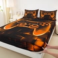 thumbnail image 3 of Manfei Neon Orange Gamepad Full Size Sheets, Geometric Honeycomb Bed Sheets, Teen Boy Girl Kid Sheet Sets, Microfiber Bedroom Decor, 4 Pieces, 3 of 7