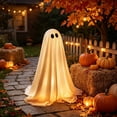 thumbnail image 3 of Halloween Wizard Ghost Light Up Decoration, Outdoor Spooky Stand Up Ghost with Witch Hat Warm Glowing Ornament, for Front Door Entrance Home Yard Garden Party Layout Display, 3 of 6