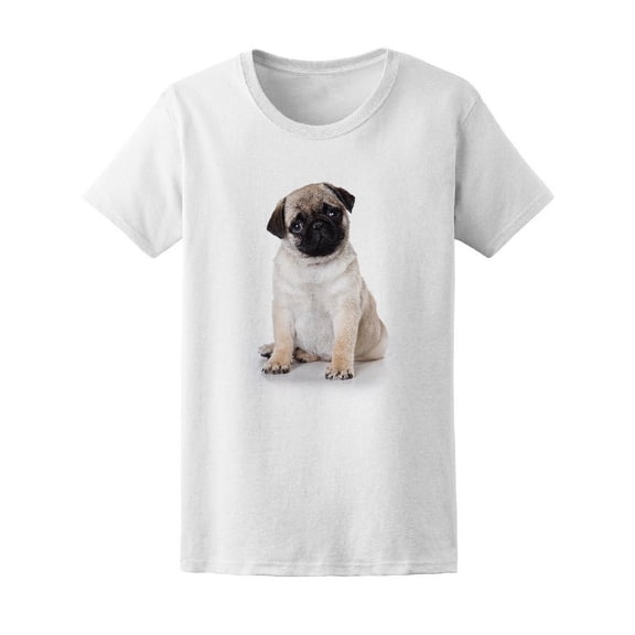 Cute Confused Puppy Pug Tee Women's -Image by Shutterstock