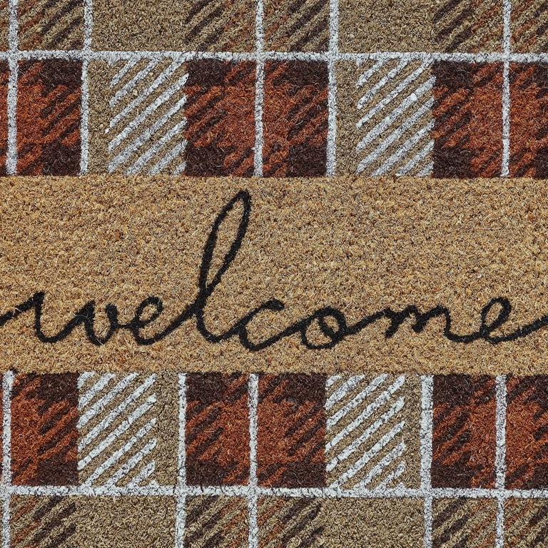 My Texas House Welcome Harvest Plaid Coir Doormat photo 3