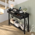 thumbnail image 5 of ChaoLink Entryway Table, 43in Farmhouse Console Table, 2-Tier Wood Sofa Table with Shelf, Behind Couch Table, Console TablesBlack, 5 of 7