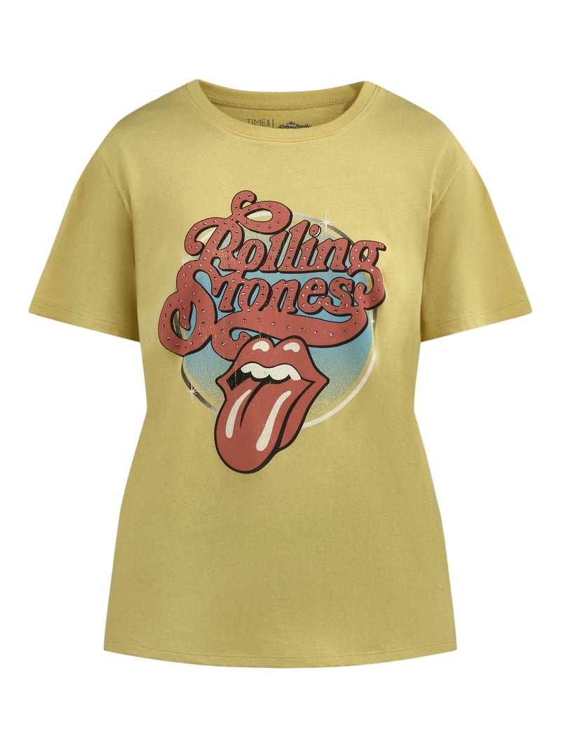 Time and Tru Women's Vintage Rolling Stones Logo Graphic T-Shirt