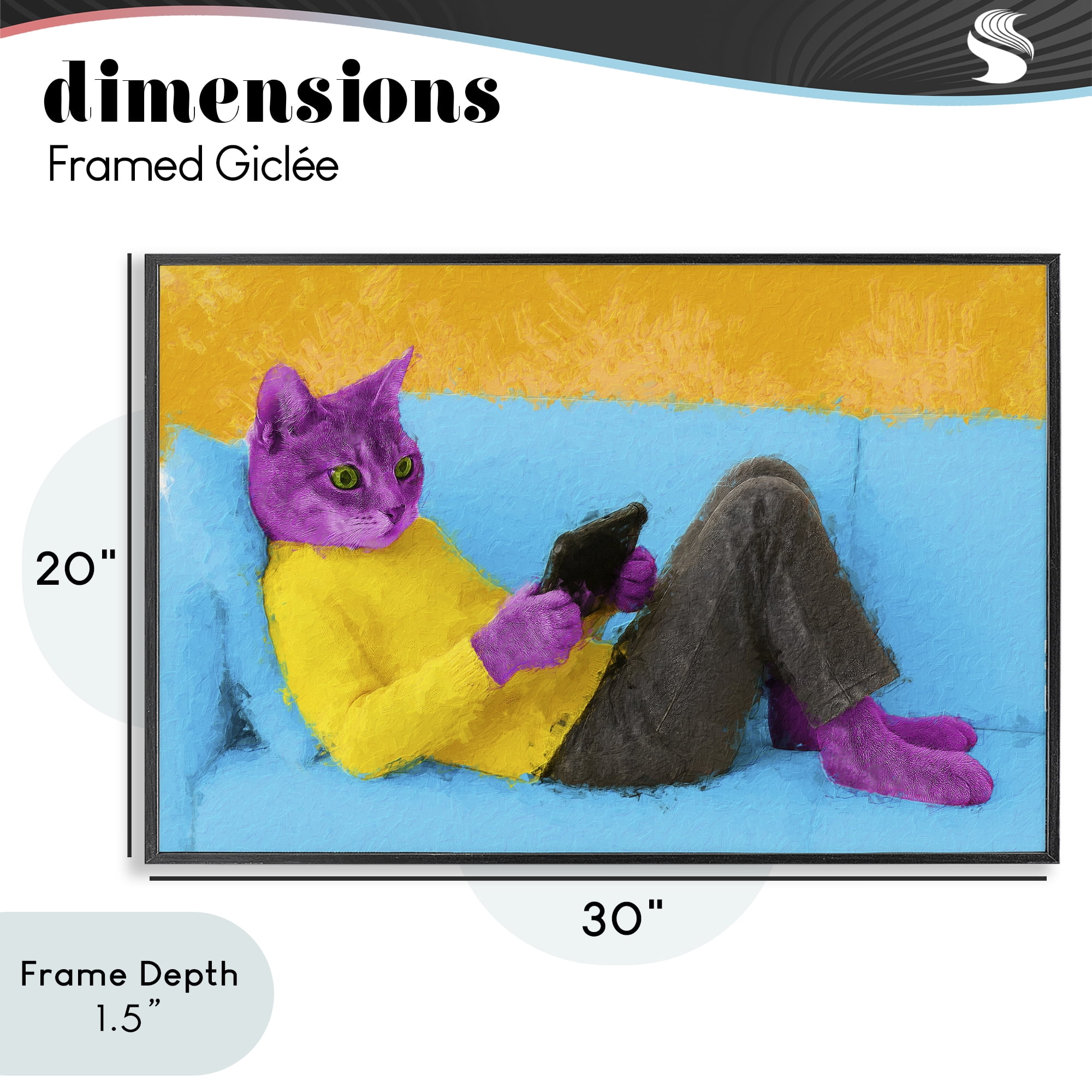 Stupell Industries Vibrant Cat Playing Game Black Framed Giclee Art, design by Sean Parnell