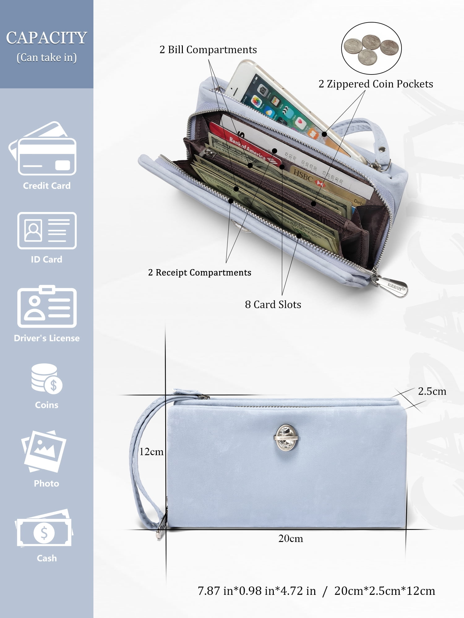 Punplita Women Wallet Leather Long Wallets for Women with Zipper and Card Holder