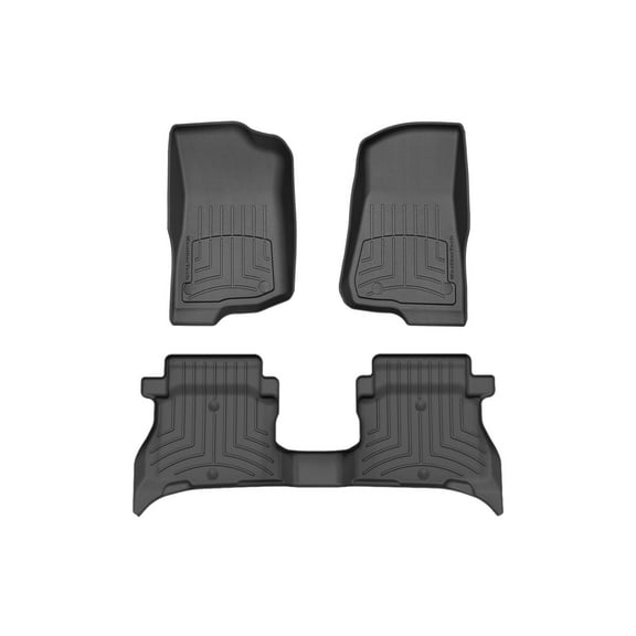 WeatherTech FloorLiner HP Custom Fit Floor Mats compatible with 2021-2025 Jeep Wrangler 4xe - 1st & 2nd Row, Black